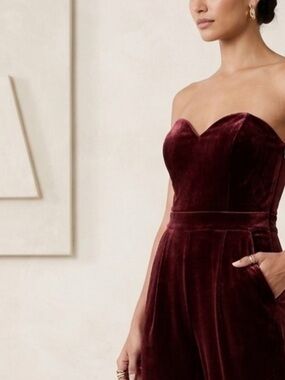 Express Strapless Velvet Jumpsuit Coquette, Boho, Evening, loungewear,